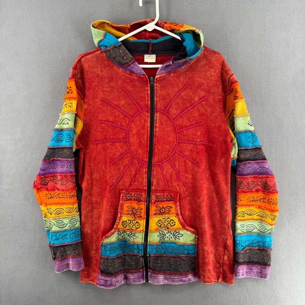 Vintage Y2K 00s Greater‎ Good Network Full Zip Hoodie Womens L? Red Rainbow
